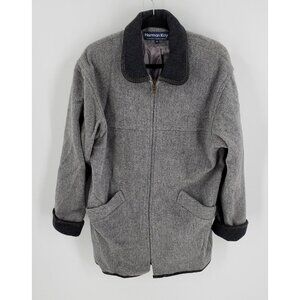 Vintage Herman Kay Coat Gray Wool Blend Zip  Size 14 Womens With Pockets